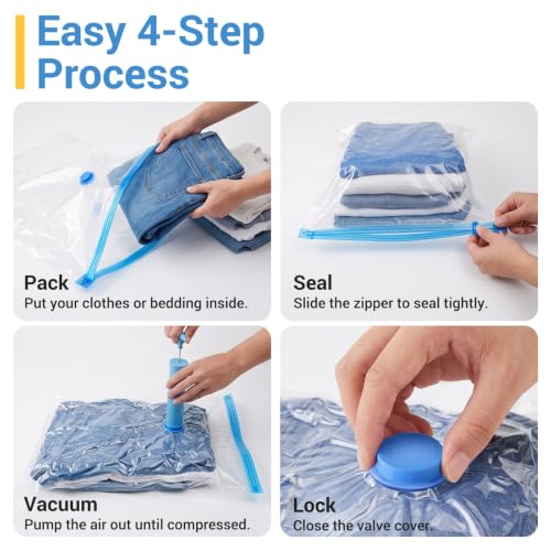 Fygrip 80% Space Saver Vacuum Storage Bags with Hand Pump, 10 Large