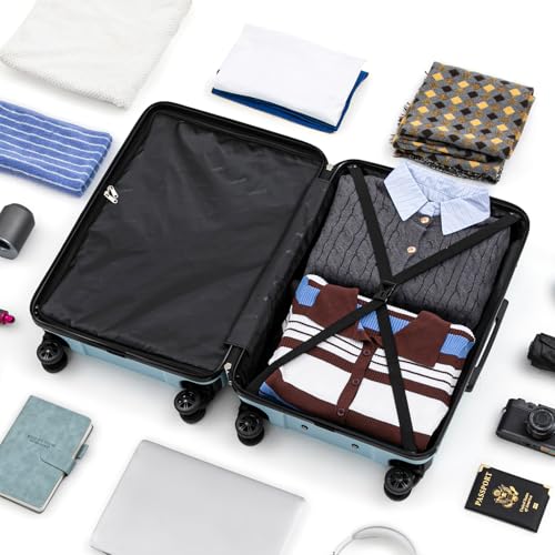 Cosbarn Luggage Sets Hardshell 5 Piece Durable Suitcases with Wheels - color: SkyBlue