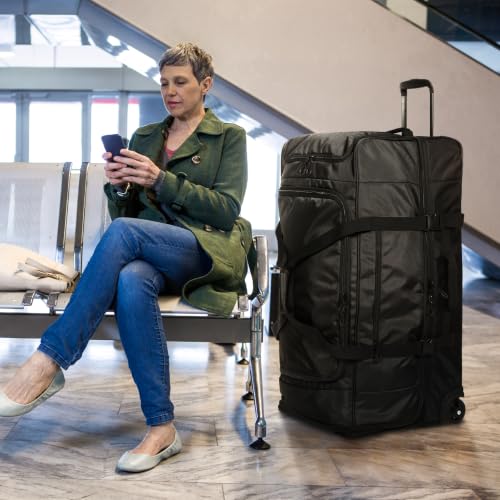 REDCAMP 33" Large Rolling Duffle Bag with Wheels and Handle for Travel, 90L - size: 33" Black