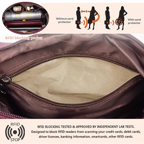 VOLGANIK ROCK RFID Anti Thief Crossbody Bag for Women Waterproof Shoulder Bag Messenger Bag Casual Nylon Purse Handbag - color: Red