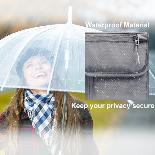 SUPACOOL Neck Wallet, RFID Blocking Passport Holder, Travel Pouch, Hidden Neck Pouch for Travel(Grey) - color: Grey
