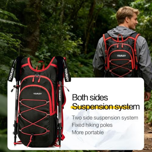 15L Hiking Backpack Small Travel Camping Packable for Men Women,Red - color: Red