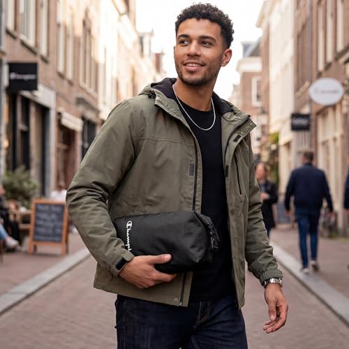 Champion Hanging Dopp Kit, Travel-Sized Polyester Bag, Water-Resistant True Black - style: True Black