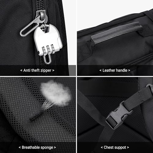 WITZMAN Travel Backpack for Men Women Laptop Backpack with USB Charging Port Carry-on Luggage Flight Approved(B686 Black) - color: Black