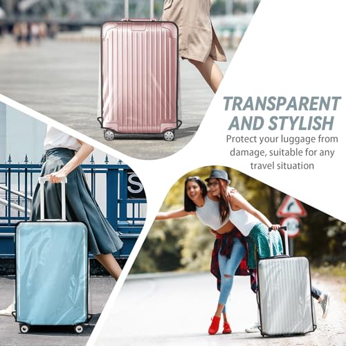 Yitexin 24 In Clear PVC Luggage Covers fits Wheeled Baggage, Full Thicken Transparent Waterproof Suitcase Protector Sleeve With Large Hook and Loop for Travel Airplane - size: 24 In