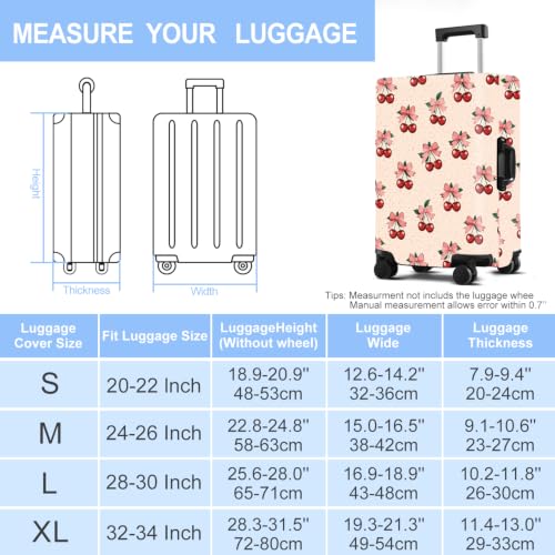 Cherry Pattern Luggage Cover Washable Suitcase Cover Protector Fit 20-22 Inch Luggage Durable Travel Bag Cover with Zipper Closure S - color: Cherry Pattern, size: S(20-22inch suitcase)