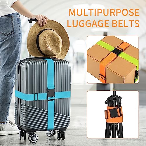 BILIONE Luggage Straps for Suitcases,79" Long Adjustable Luggage Belts - color: Blue+Green, size: 8Pcs