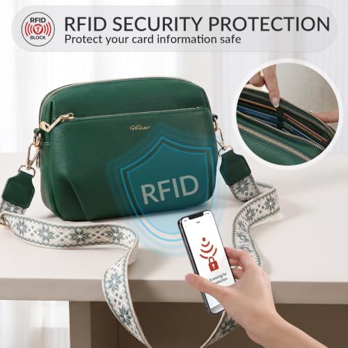 Crossbody Bag for Women Vegan Leather Handbag Purse Anti Theft RFID - color: Summer Green