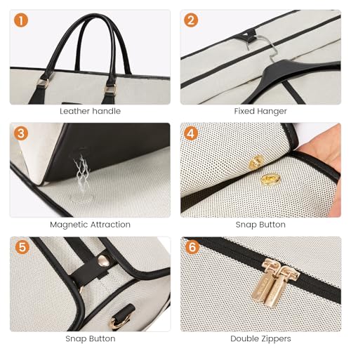LOVEVOOK Garment Bags for Travel,3 in 1 Garment Duffle Bags with Shoe Pouch - color: Black Sanger