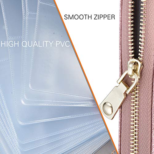 Easyoulife Credit Card Holder Wallet Womens Zipper Leather Case Purse RFID Blocking - color: Glitter Light Purple