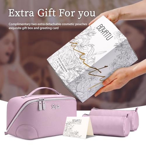 BOYATU Travel Makeup Bag Cosmetic Bags for Women: 3-Piece Makeup Bag Set - color: C-4-Purple