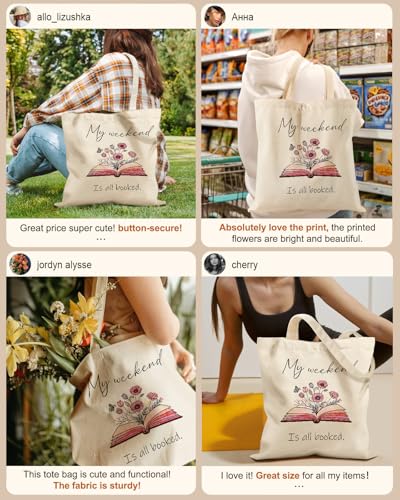 Miss Adola Canvas Tote Bag for Women with Zipper, Weekend Book - color: Weekend Book