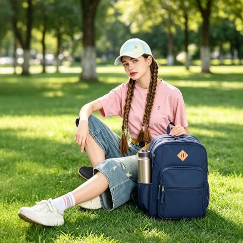 abshoo Classical Basic Womens Travel Backpack For College Men Water Resistant Large Bookbag (Navy) - color: Navy, size: Large
