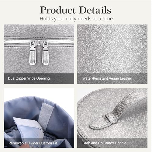 BOYATU Makeup Bag Vanity Case: Vegan Leather Cosmetic Bag for Women - color: 04 Grey