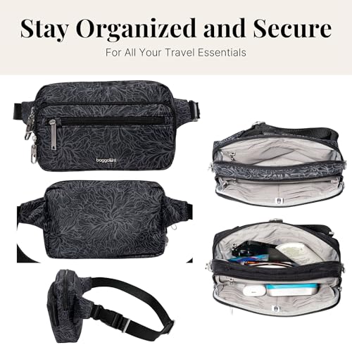 Baggallini Securtex Anti-Theft Belt Bag - color: Midnight Blossom