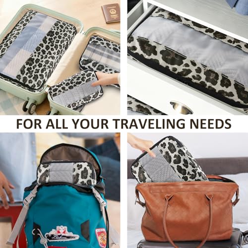 U+U 5 Set Packing Cubes, Travel Organizers with Shoe Bag (Leopard) - color: Leopard