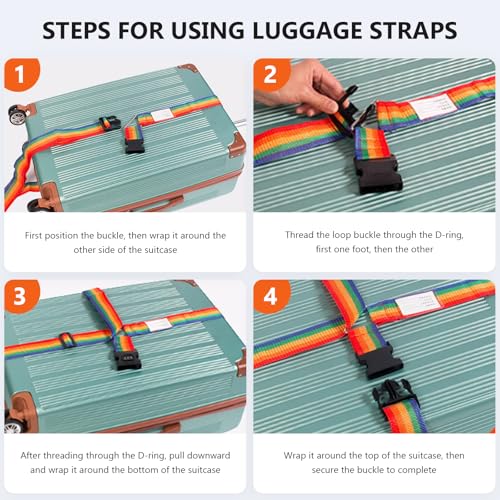 Luggage Connector Adjustable Travel Belts with Ladderlock Buckle Multi Use Durable Suitcases Strap Easy Identify Strap Connects Two Bags Travel Essentials for Backpacks Green - color: Green
