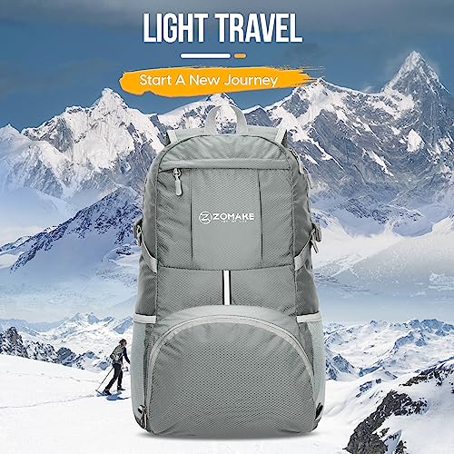 ZOMAKE Lightweight Packable Backpack 35L, Water Resistant Foldable Day Pack - color: C-silver Grey