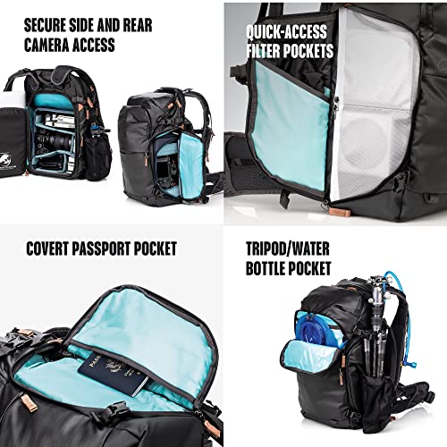 Shimoda Explore v2 25 Starter Kit, Compact Outdoor Photography Travel Backpack incl. Small Mirrorless Core Unit, Carry-On Ready Adventure Pack, Anti-Theft Camera Access, 14" Laptop Sleeve, Black | Anti-Theft Camera Access, 14" Laptop Sleeve, compact Outdo