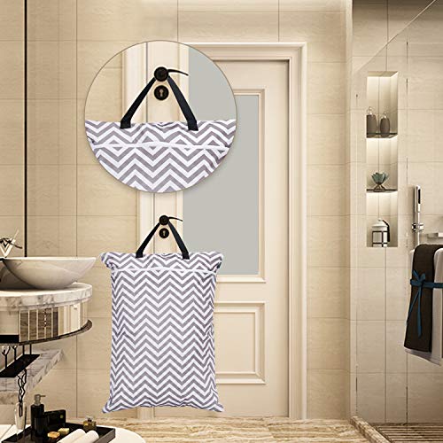 Teamoy Cloth Diapers Wet Dry Bag, Travel Tote Organizer, L, Beige Chevron - color: Gray Chevron