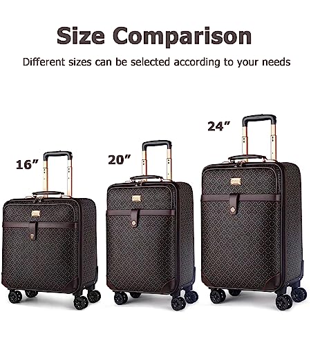 feilario 2 pcs Waterproof PVC Leather Business Carry On Luggage, TSA Lock - color: rhombus