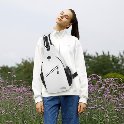 MOSISO Small Sling Bag for Men, Crossbody Shoulder Chest Daypack Bag - color: Ivory White