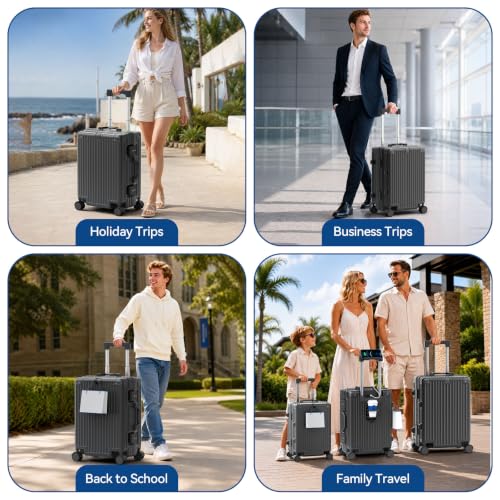 Carry On Luggage, Zipperless Aluminum Frame Suitcase, Gray, 20 in - color: grey, size: 20in