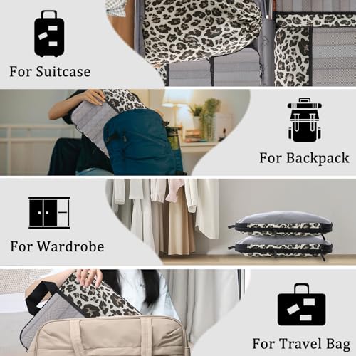 U+U 6 Set Compression Packing Cubes, Travel Organizers (Leopard) - color: Leopard-02, size: 6 Set