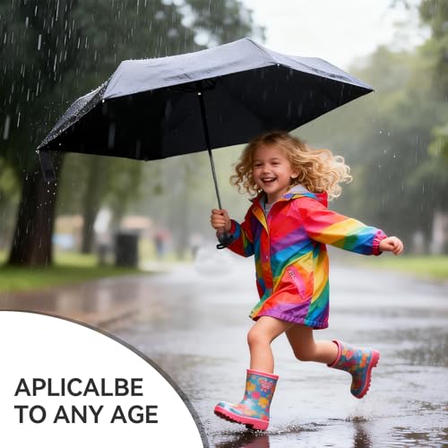 Mini Umbrella for Travel, Compact Folding Umbrella with Case - color: Black