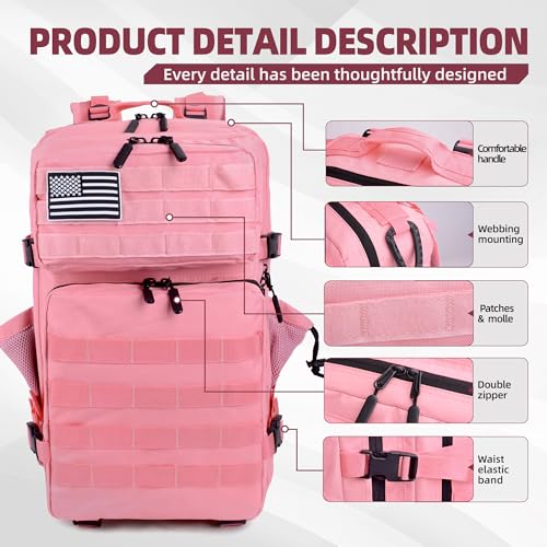 LUPU TACTICAL Backpack for Men and Women 45L (Pink) - color: Pink
