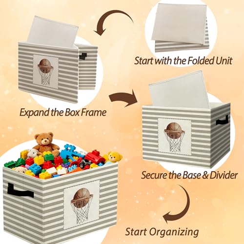 Rustic Basketball Hoop Storage Bins Boxes Handles - color: 024