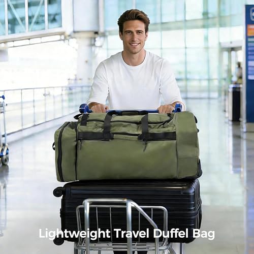 Rolling Duffel Bag with 3 Wheels, 28 Inch 110L Waterproof, Green - color: Green