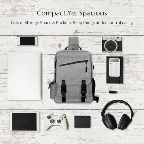 Leaper Crossbody Messenger Bag for Men: 13L Multi-pocket Satchel Sling Bags - color: Grey