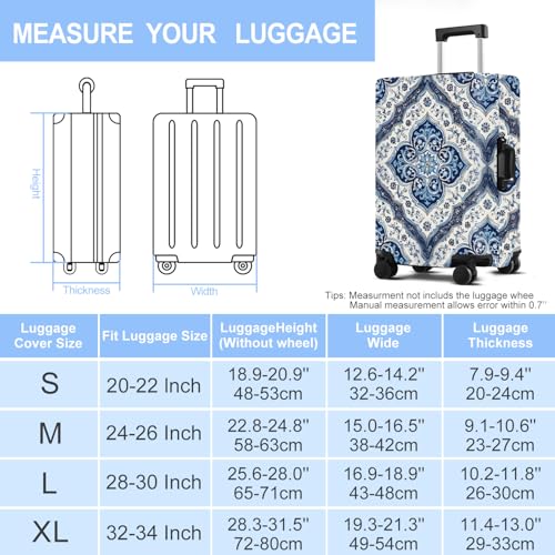 Blue Pattern Luggage Cover Washable Suitcase Protector Anti-scratch Suitcase cover Fits 20-22 Inch Luggage S - color: Blue pattern, size: S(20-22inch suitcase)