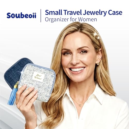 2PCS Small Travel Jewelry Case with Earring Box Mini Jewelry Case - color: 2PCS Dark blue and light blue