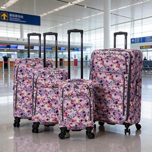 Karriage-Mate 4-Piece Expandable Softside Luggage Set with Spinner Wheels, Lightweight Travel Suitcases for Trips (WC) - color: WC