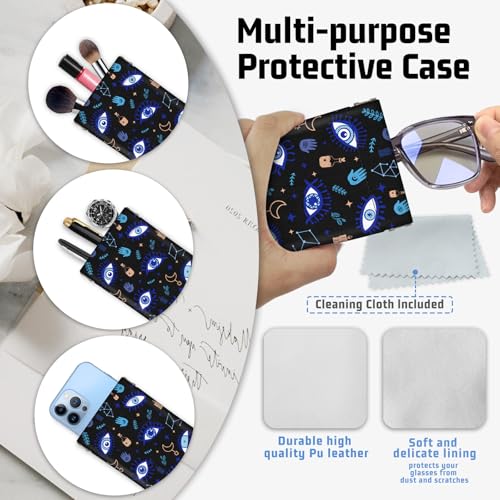 Soft Glasses Case for Sunglasses Eyeglass Slim Pouch - color: Evil Eye