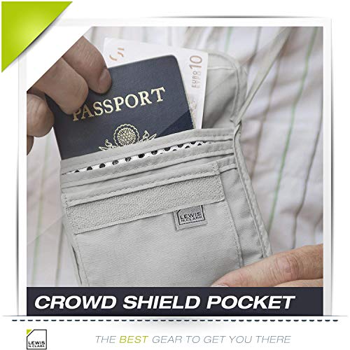 Lewis N. Clark Stash Neck Travel Wallet | RFID Blocking Passport Holder | Protect Personal Information | Gray - color: Gray