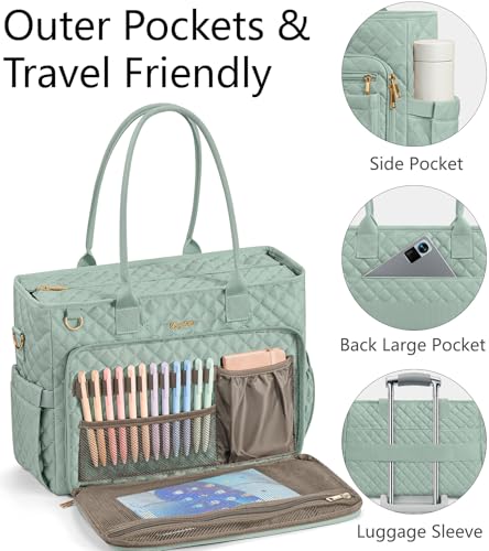 Bagstellar Teacher Tote Bag for Women, 15.6" Laptop Work Tote Computer Bag - color: Sage Green