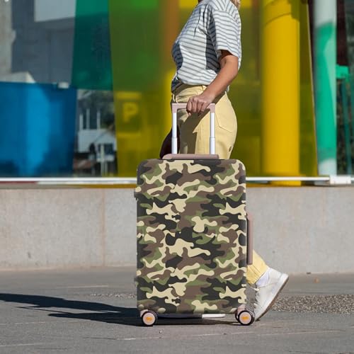 Adorila Travel Luggage Cover with Forest Camouflage Pattern - Elastic Suitcase Sleeve Protector with Double-Side Zippers, Fits (29-32 Inch), Size XL