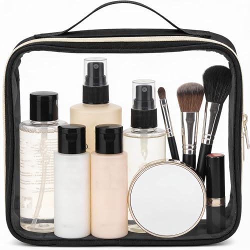 Clear Travel Bags for Toiletries 3Pcs,Clear Makeup Bag - color: 3pcs-Black