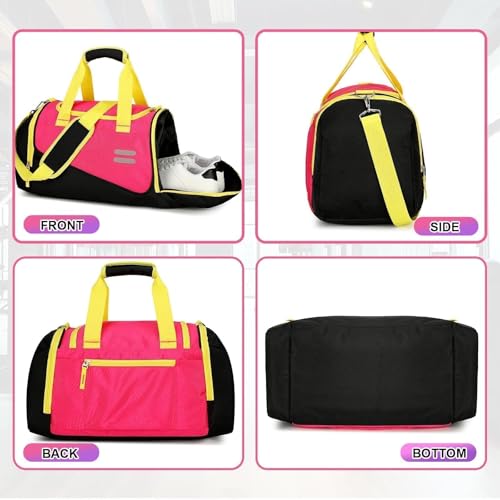 Urbanstand Gym Bag for Men & Women - 30L Duffle Bags with Shoe Compartment - color: Pink Yellow
