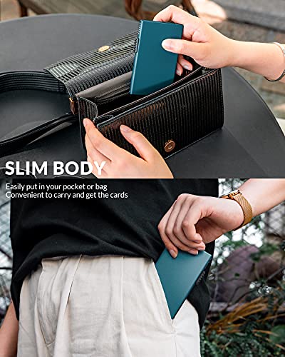 VULKIT Minimalist Credit Card Holder Pop Up Cards RFID Protection Slim Metal Wallet - color: Emerald Green