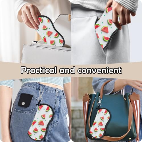 Glasses Case Eyeglass Sunglasses Zipper Soft Neoprene Ultra Light Pouch Metal Belt Clip Aesthetic Women Men - color: E19-watermelon