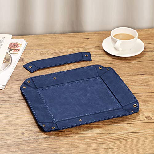 SITHON Valet Tray Desktop Storage Organizer with 2 Compartments - color: Dark Blue
