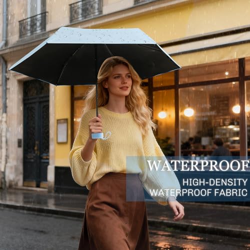 TOPSAIL Mini Umbrella for Travel, UPF 50+ UV Sun & Rain Protection, Compact 6k Folding Pocket Umbrella with Case for Purse, Backpack - color: BlackBlue