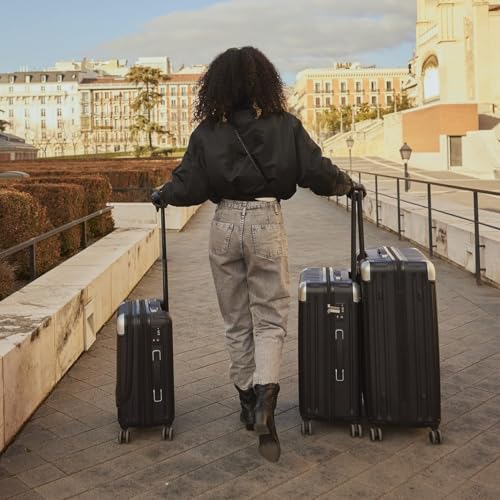 LEVEL8 Luggage Sets 3 Piece, Hardshell Suitcase with Wheels, 20/24/28 Inch - color: Blue, size: 3-Piece Set (20/24/28)