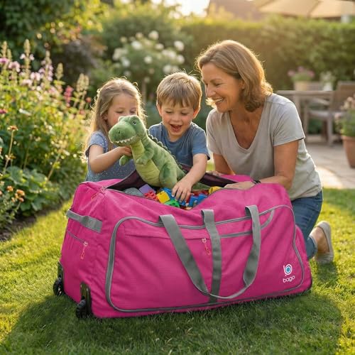 Bago Rolling Duffle Bag with Wheels - 30" 100L Foldable Weekender Bag, Waterproof Travel Duffel Bag, Heavy Duty Lightweight Duffle Bag for Traveling, Rolling Duffel Bag with Wheels (Pink2023) - color: Pink, size: 100L