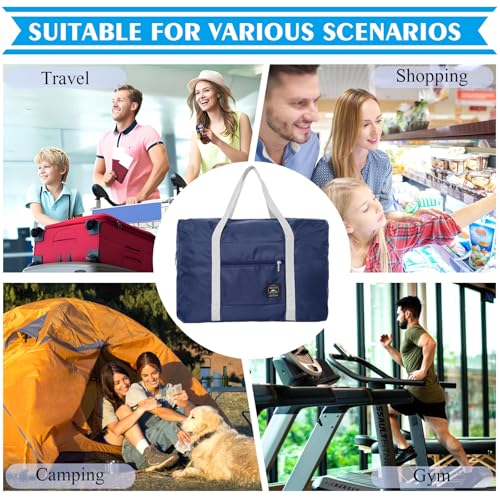 Travel Duffel Foldable Luggage Tote Carry-on for Spirit Airlines Personal Item Weekender Overnight Bag (Green+Blue)
