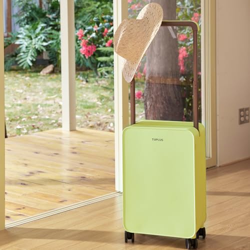 TUPLUS Balance 20" Wide Handle Suitcase Hardside Zipperless Luggage Green | ABS PC Material,Dual Flat Design,Waterproof Laundry Bag,Silent Spinner Wheels,TSA Combination Lock,Weekend Trips - color: Fresh Sprout Green, size: Carry-On 20''